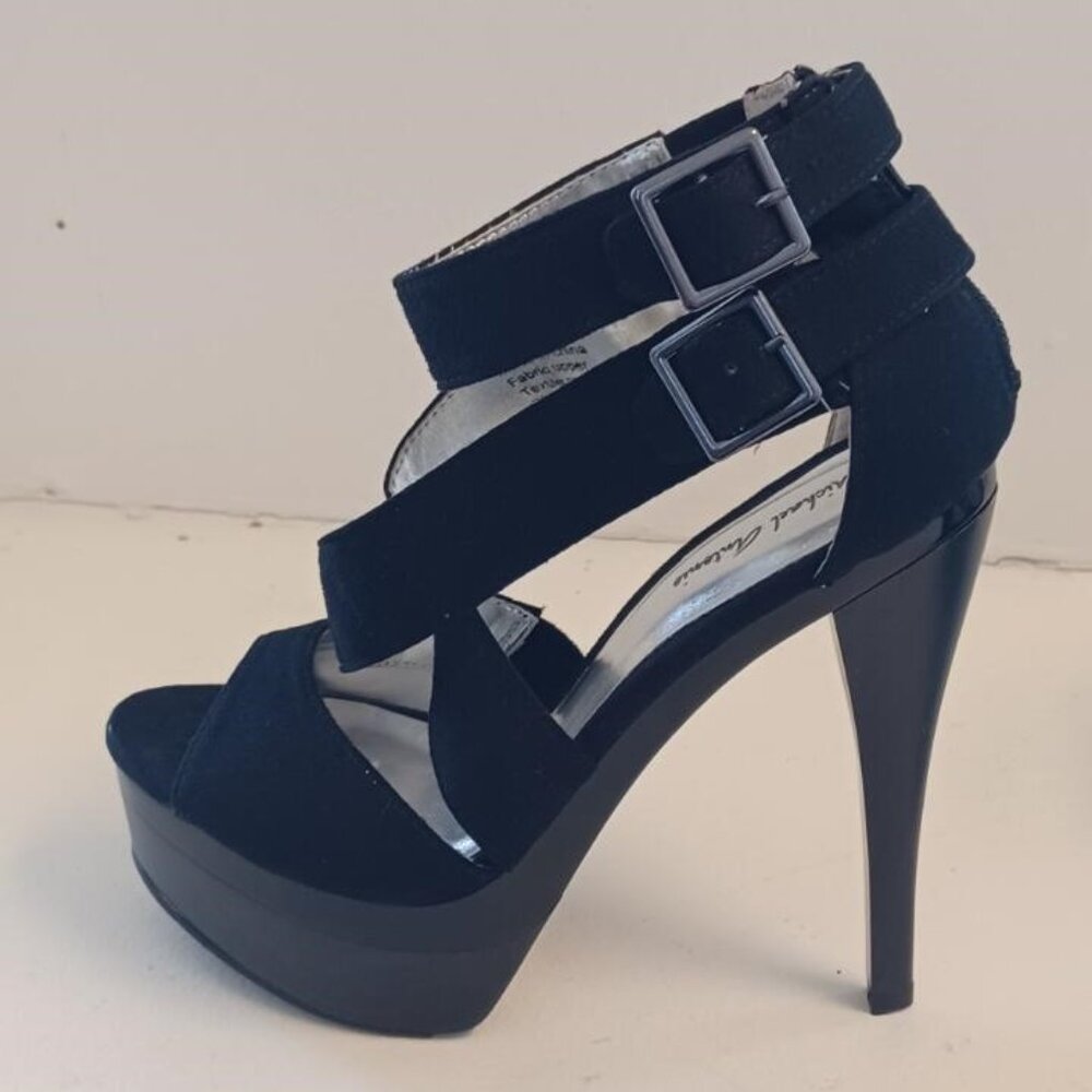 NEW Michael Antonio Sexy Black Faux Suede Strappy Platform Stilettos 7